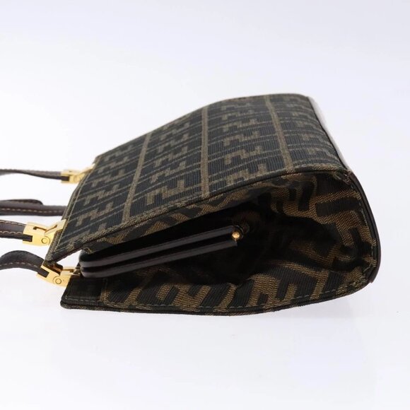 FENDI Zucca Canvas Hand Bag Black Brown Auth 138624 - Picture 6 of 16